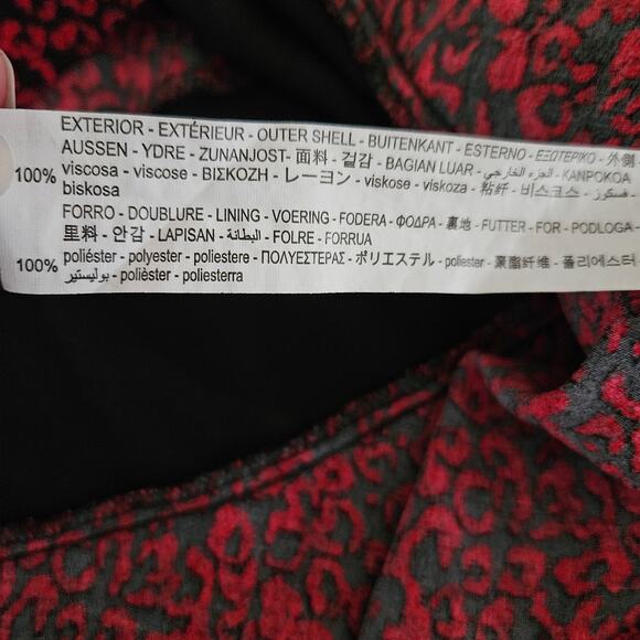 Zara Mock Neck Ruffle Tiered Animal Print Mini Dress Sz L EUC - Picture 9 of 10